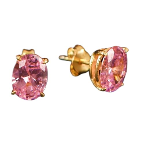 Tourmaline rose naturelle puces d'oreilles argent doré, le cadeau idéal