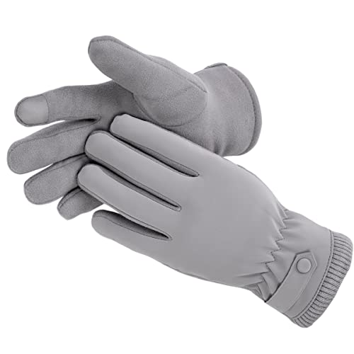 Kingmate KINGAMTE Guantes Invierno Termicos Tactiles Movil Hombre Mujer, Guantes Deportivos de Ciclismo Running Conductor Moto Correr, Gris