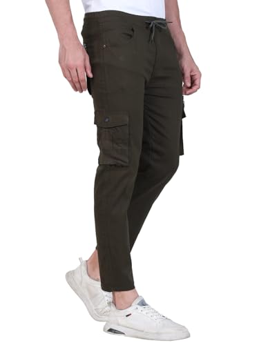 Image of Men's Cargo Pants with Pockets, Cotton Joggers, 6 Pocket Casual Trousers, Track Pants for Office and Parties, Comfortable