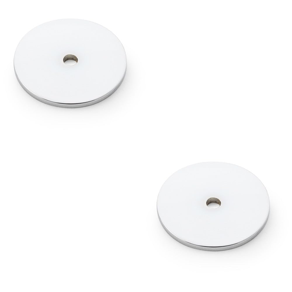 Loops 2 PackRound Kitchen Door Knob BackplatePolished Chrome 35mm Diameter Circular Plate from B&Q