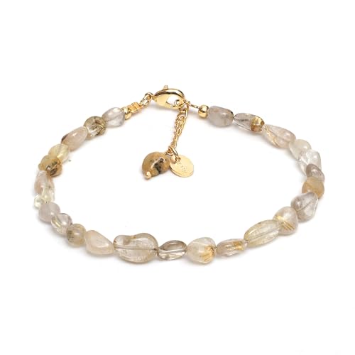 Gempires Natural Nuggets Bracelet Handmade Jewelry With 7 + 1 Inch 14k Yellow Gold Plated Adjustable Chain