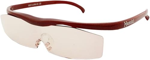 Hazuki Loupe Magnifying Glasses for Close Work | Light Blocking Glasses for Men/Women | Mighty Sight Glasses w/Case | Magnifying Glasses for Reading Anti Blue Ray Glasses | Red Standard-M(1.60)