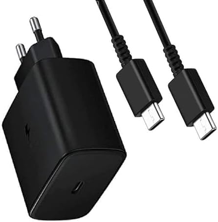 Original Fast Charger 45Watts C to C Cable Compatible for Samsung | A55 / A35 / S8 / S9 Plus/Z Fold/Z Flip 5/4 - Black (Adapter & Cable)