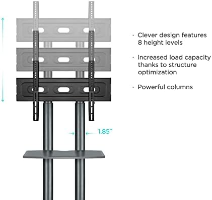 ONKRON Mobile TV Stand on Wheels for 32-65 Inch TV Trolley for Flat & Curved TV Easy Assembly Ultra Stable Height Adjustable TV Cart VESA 600x400 up to 45.5 kg Black