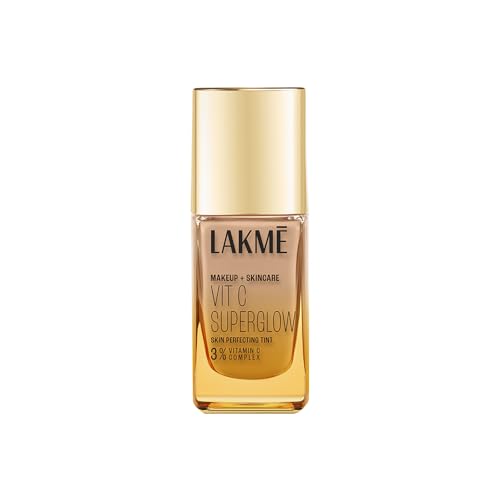 Image of LAKME Makeup+Skincare VitC Superglow Skin Perfecting Tint Neutral Nude Medium coverage Natural Liquid Suitable for all skin type N200 25ml