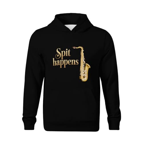 Kids Saxophone Spit Happens Funny Saxophone Gifts Boys Girls Lightweight Kangaroo Pocket Fleece Hoodies2