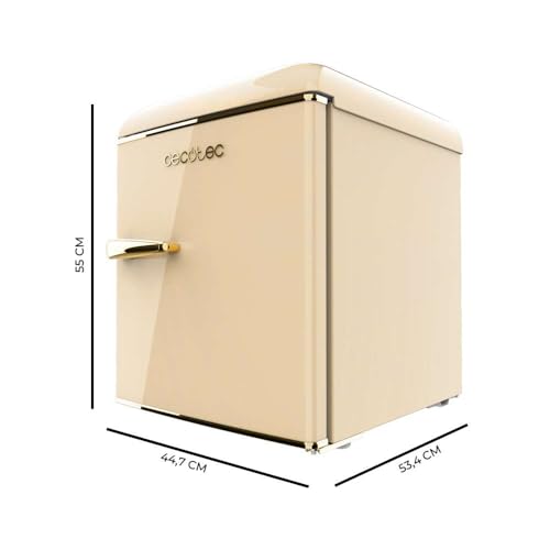 Cecotec Nevera Pequeña Frigorífico Retro Sobremesa 45L Bolero CoolMarket TT Origin 45 Beige E. 55cm de Alto y 44,7cm de Ancho, Clase Energética E, Icebox y Tirador Cromado, Beige - imagen 2