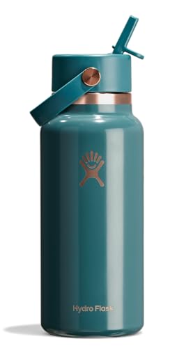 Image of Hydro Flask Water Bottle - Insulated Stainless Steel - Wide Mouth Flex Straw Lid, Non Spill, Leakproof and Refillable in 32 Oz Sea Rose Gold