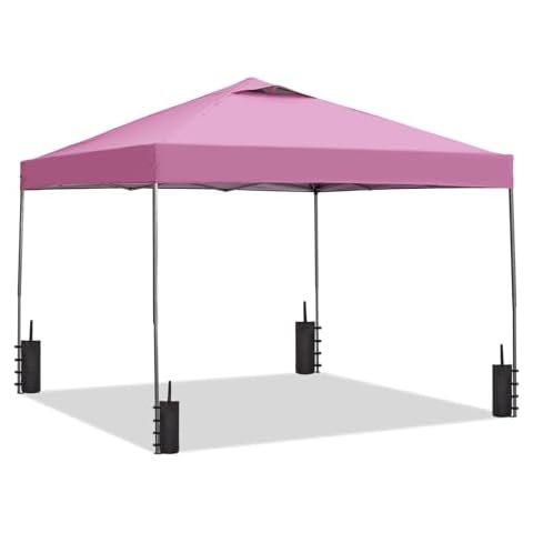 GDY 10'x10' Pop Up Canopy Tent, Outdoor Canopy Tent, Patio Tent,Commercial Instant Gazebos, Portable Shelter Canopies,(Pink). Cover