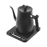 whsiodj Elektrischer Wasserkocher 1L Schnellkocher aus Edelstahl mit Temperaturwahl, 1000W, Für Tee Kaffee, 304 rostfrei, Kocher mit Haltefunktion, Modern weiß schwarz (Schwarz)