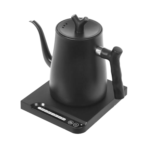Bollitore elettrico in acciaio inox con regolazione della temperatura, 1 l, per tè, caffè, ufficio, cucina, cottura a pressione per famiglia e ufficio (nero)
