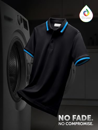 Image of XYXX Men's Apex Mercerized Cotton Striped Collar Pique Polo T-Shirt