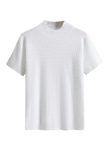 Floerns Men's Mock Neck Sweater Short Sleeve Knitted Casual Pullover Basic Tee Tops