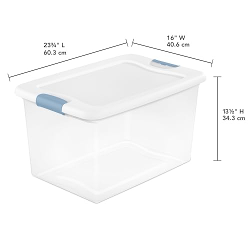 Image of Sterilite Latching Box with Lids for Home and Office, 64 Quart, 4-Pack | Heavy-Duty and Stackable Plastic Containers with Latches for Closet, Cabinet, Bedroom, Bathroom and Dorm Room Organization