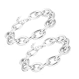 OUNONA 2 piezas Gargantilla de Cadena Curb Gruesa de Estilo Punk Vintage para Mujer y Hombre Collar de Eslabones Grandes y Diseño Geométrico Minimalista Accesorio de Moda Unisex