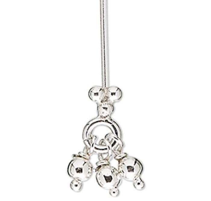 Head Pin, 2 Sterling Silver 3 Ball Fringe Dangle Bead 23 Gauge 1.5 Inches Long Z