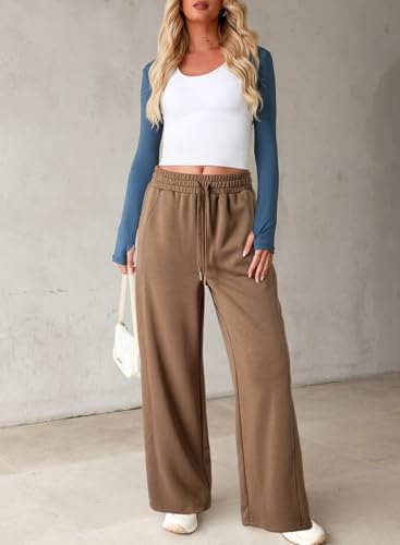 Dokotoo Women's Wide Leg Pants 2025 Flowy Casual Pants Straight Leg Elastic Waisted Stretch Palazzo Pants - Image 5