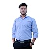 Sparrow Outfit Men’s Cotton Blend Regular Fit Shirt | Casual Wear Formal Shirts for Men and Boys | Spread Collar Long Sleeve Button Down Shirt for Office Parties Special Occasions (Cobalt Blue)