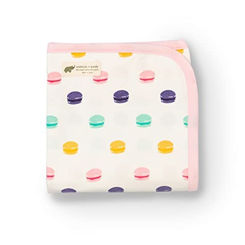 MONICA + ANDY Organic Cotton Coming Home Baby Blanket - Unisex Receiving Blankets for Swaddling Newborn Boys & Girls - for Swaddling Newborns, Pink Lemon Macaron