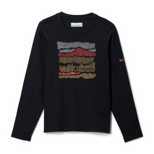 Columbia Youth Dobson Pass Long Sleeve Graphic Tee, Black/Hillscape, X-Large