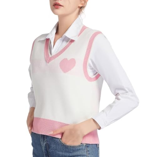 Womens Sweater Vest Cable Knit Top Pullover Tank Sleeveless V Neck Color Block Striped Classical4