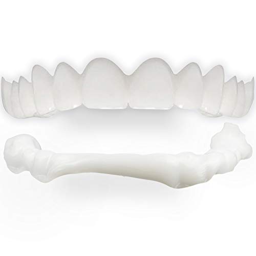 Denture Fake Teeth Veneer Dental, Veneers Snap in Teeth, Cosmetic Tooth Replacement Kit for Real Teeth, Top Only One Size Fits Most