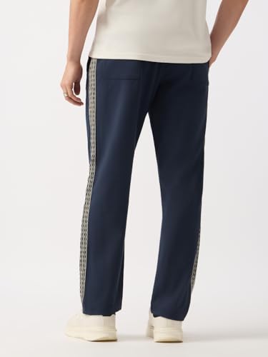 Image of The Souled Store Straight-Fit Joggers: Men and Boys Elastic Waistband Solid Cotton Blend Lightweight Athleisure Straight Fit Joggers