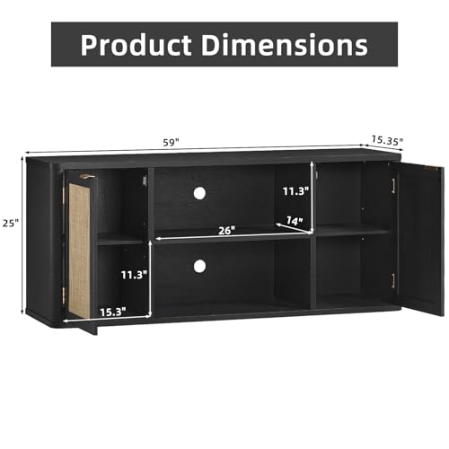 LEYAOYAO Rattan TV Stands for Living Room, Black - image 2