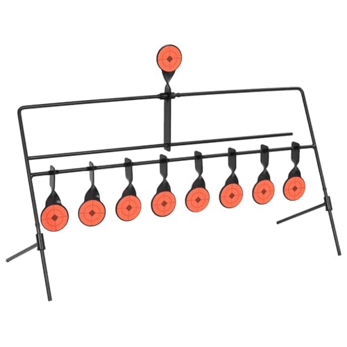 vidaXL Objetivo de Tiro Giratorio con Reinicio Automático 8 + 1 Figuras Diana Accesorios Tiro Precisión Entrenamiento Competiciones Sin Montaje
