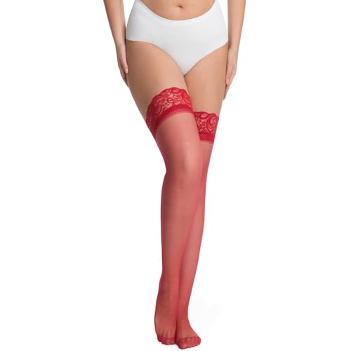 Image of Women's Lace Top Thigh High Stocking with Stay Up Silicone