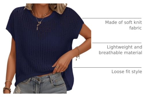 Image of Womens Summer Crochet Tops Hollow Out Cap Sleeve Cover Up Tank Top Pullover Sweater Vest Beach Vacation Clothes