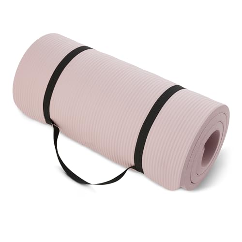 Amazon Basics Esterilla de yoga extragruesa de 2.5 cm con correa de transporte, Rosa