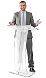 AdirOffice Clear Acrylic Podium, Ideal for use as Pulpits for Churches, Podium Stand for Wedding, or as Acrylic Lectern