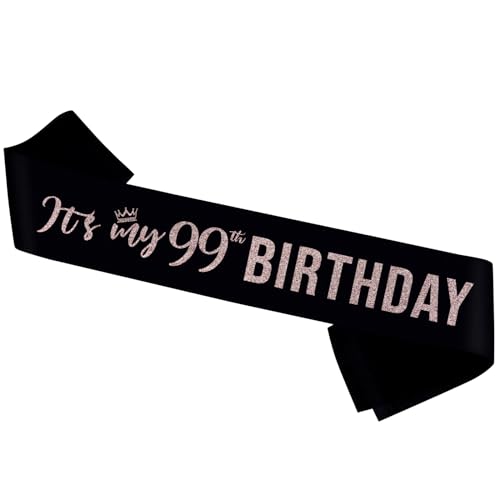 Image of PYQWA It's My 99th Birthday Sash,99th Birthday Sash Decor,Glitter 99th Birthday Gifts for Women,Happy 99th Birthday Party Decorations