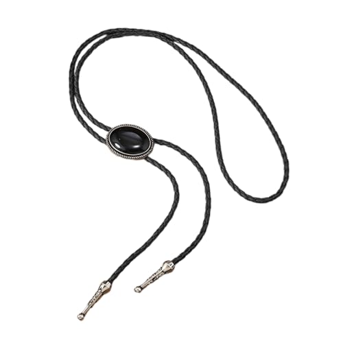 JTQYFI Elegante corbata de bolo con colgante de piedras preciosas corbata de piedras preciosas collar occidental traje de vaquero occidental para mujer, Negro , Talla única