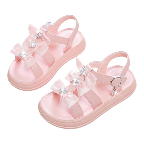 IWIHMIV Girls Sandals Open Toe Cute Bow Princess Sandals Comfortable Flat Soft Soled Summer Dress Shoes for Toddler2