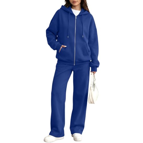 SdGgsgv Sweat Sets Women Zip Up Hoodie Wide Leg Sweat Pants Gym Sweatset - image 4