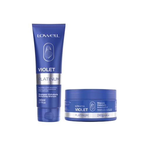 Lowell Violet Platinum – Kit Matizador (Champú 240 ml + Máscara 240 g) – Neutraliza Amarillo, Realza el Rubio y Aporta Brillo
