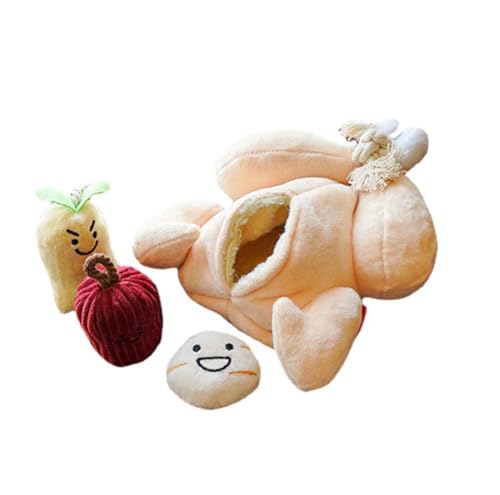 Molinter Hundespielzeug Pet Plüsch in Form von Hühnersuppe Interaktives Lebensmittel Ausblenden Quietschspielzeug Zahnreinigung