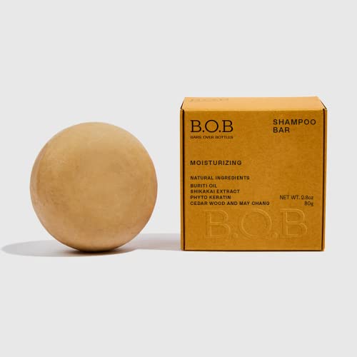 B.O.B Bars Over Bottles Moisturizing Shampoo Bar | For Curly Hair | Hair Care, Ideal Ph Balance |Natural, Vegan | Eco-friendly, Sustainable, Plastic Free | Waterless & Zero Waste