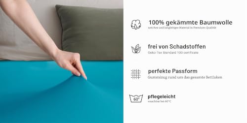 DecoKing Spannbettlaken 140x200 160x200 cm 100% gekämmte Baumwolle Amber – Ansicht 5