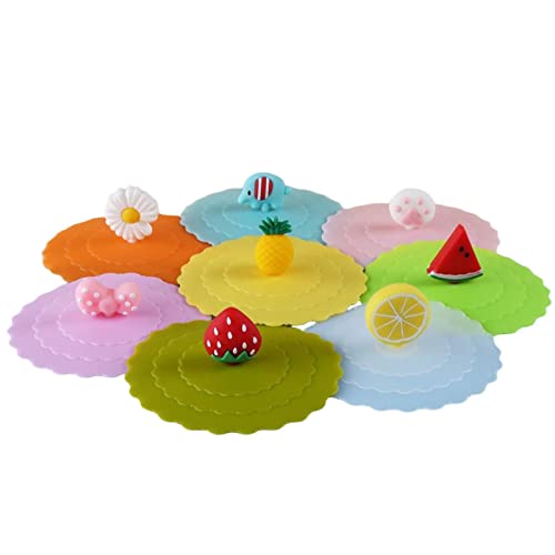 Tampa da tampa do copo de silicone, Conjunto de tampa de copo de silicone reutilizável de 8, Tampas