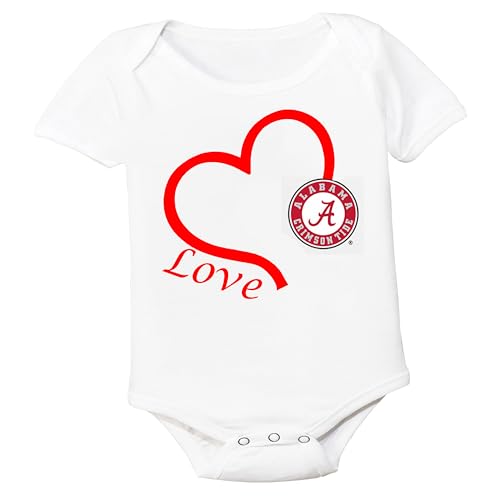 Future Tailgater Alabama Crimson Tide Heart Love Baby White Bodysuit (0-3 months)