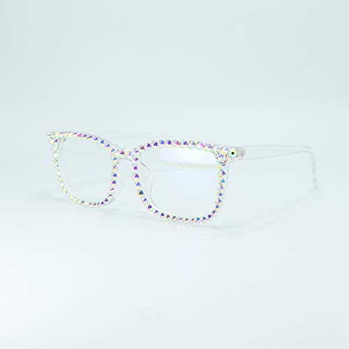 Image of Square Rhinestone Reading Glasses For Women Blue Light Blocking Computer Readers Glasses