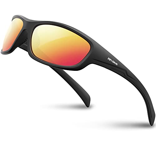 RIVBOS Sonnenbrillen Fahrradbrille Radsportbrillen Sportbrille für damen herren Polarisierte TR90 Superleichtes Unzerbrechlicher Rahmen UV400 Wandern Laufen Golfen und Fischen RB831