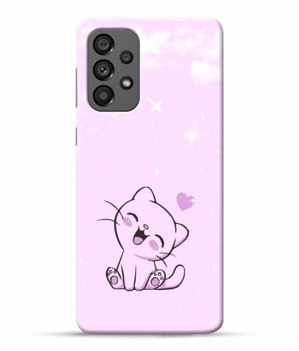Image of Printed Hard Back Case Cover & Compatible for Samsung Galaxy A73 5G / Samsung A73 5G | Cute Cat Vector (Multicolor) - D1189