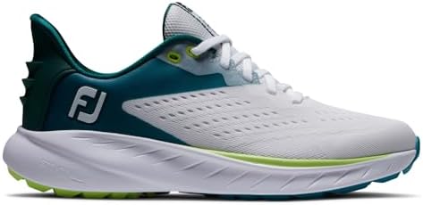 FootJoy Women's FJ Flex XP Golf Shoe, White/Teal, 8 Wide | Image 1