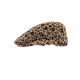 Schirmmütze Damen Sommer mit uv Schutz Flatcap Herren Kangol mütze Leopard Print Retro Flat Cap 54-59cm barett Hut