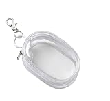 Portable Mini Transparent Storage Bag with Zipper Multifunctional Headphone and Charger Case Travel Accessories with Keychain (White)