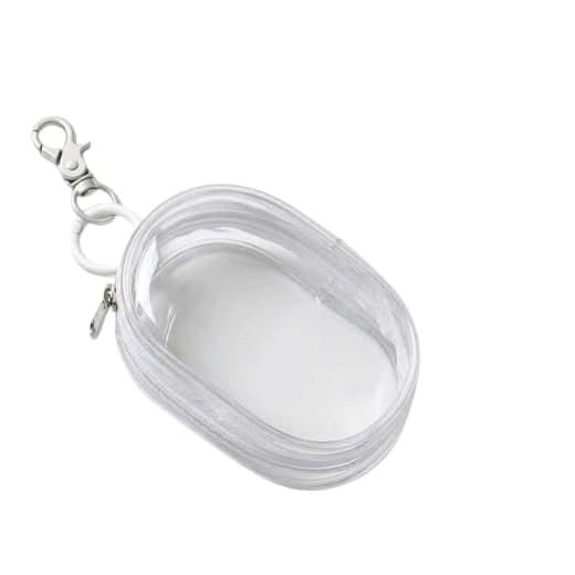 Portable Mini Transparent Storage Bag with Zipper Multifunctional Headphone and Charger Case Travel Accessories with Keychain (White)